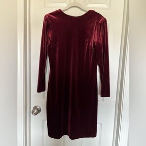 Women’s Velvet Long Sleeve Dress - Burgundy